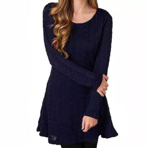 NEW Knitted Dress Long Sleeve Autumn Spring Winter Navy Blue Dress Casual Summer